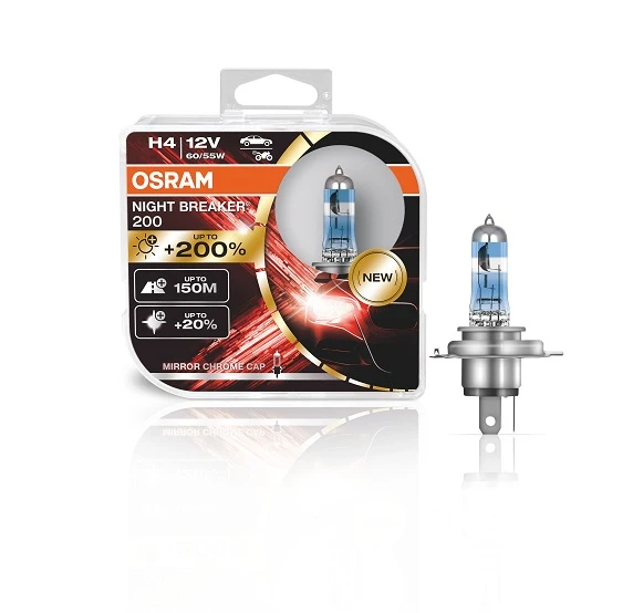 Osram Autolamppu 12V 60/55 H4 Night Breaker +200% Polttimopari - Image 2