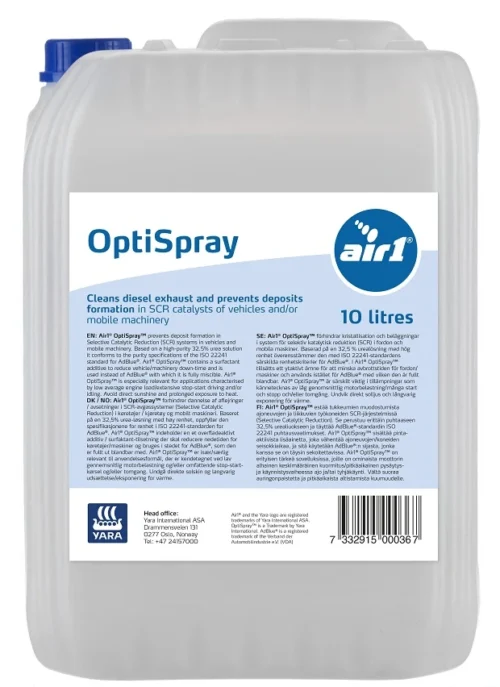 Yara OptiSpray 10 Litraa – SCR Järjestelmän Puhtaana Pitoon