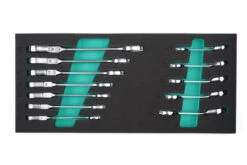 Kamasa-Tools Kiintosilmukka-räikkäavaimet Nivelellä, 12-osaa 10-19 Mm